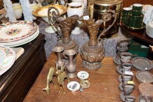 A pair of 19th Century heavy bronzed baluster ewer