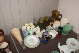 A quantity of various china to include a George VI musical tankard AF; egg cups; Sylvac flambé dip