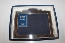 A Carrs silver mounted easel photograph frame and box