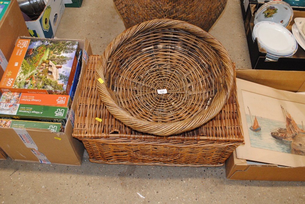 A wicker basket and a wicker bowl