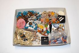 A box of vintage and other costume jewellery