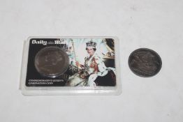 An 1891 Crown and a commemorative coin