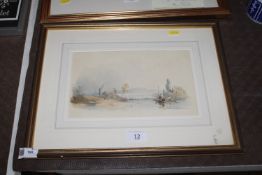 J.B. Pyne, "Fishing From a Punt", pencil signed wa