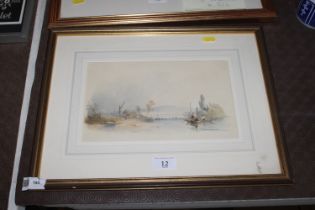 J.B. Pyne, "Fishing From a Punt", pencil signed wa