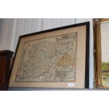 Framed and glazed Saxton map of Essex