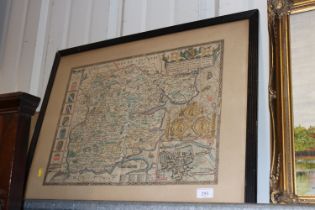 Framed and glazed Saxton map of Essex