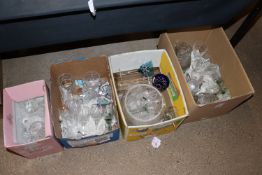 Four boxes of miscellaneous household and table gl