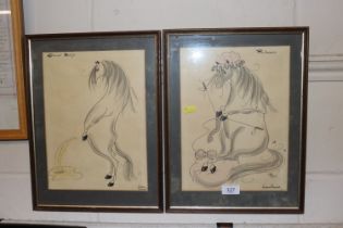 Nadine Ramelot, pair of humorous horse cartoons