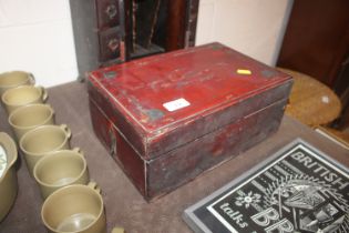 A painted dressing table box with mirror