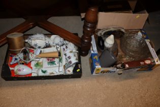 Three boxes of various sundry glass and china