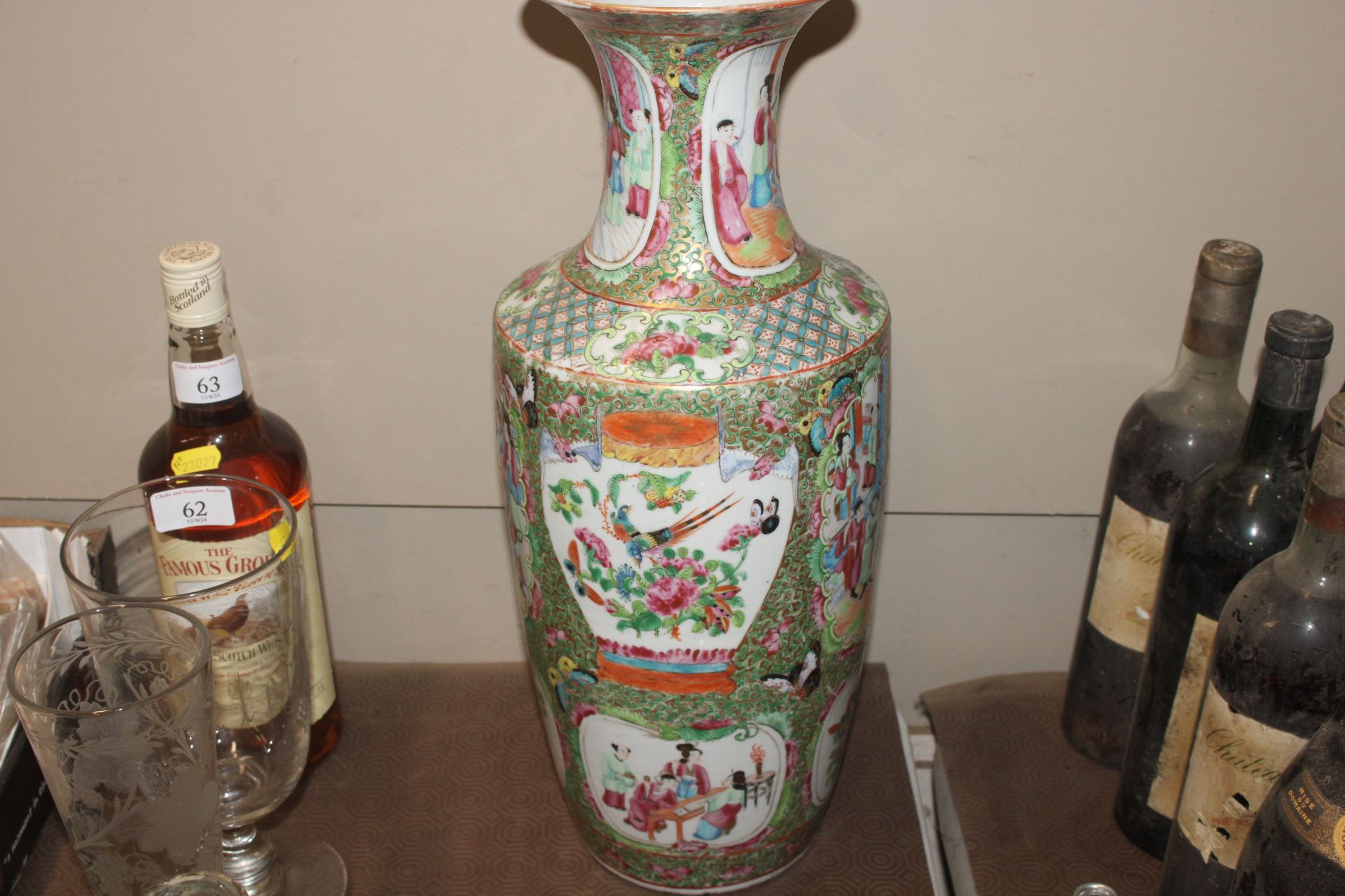 A 19th Century Canton baluster vase decorated in the traditional palette with figures birds and - Image 4 of 17