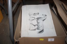 A box of miscellaneous prints including equestrian