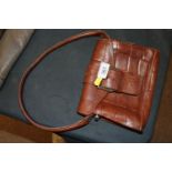 A ladies Mulberry brown leather crocodile effect handbag