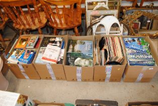 Five boxes of various books, records and Ipswich T