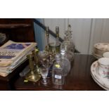 Five various antique glass decanters; various othe