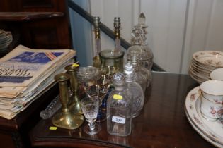 Five various antique glass decanters; various othe