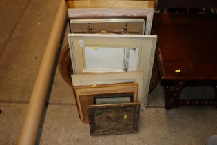 A collection of various watercolours and prints; and two oval gilt framed wall mirrors