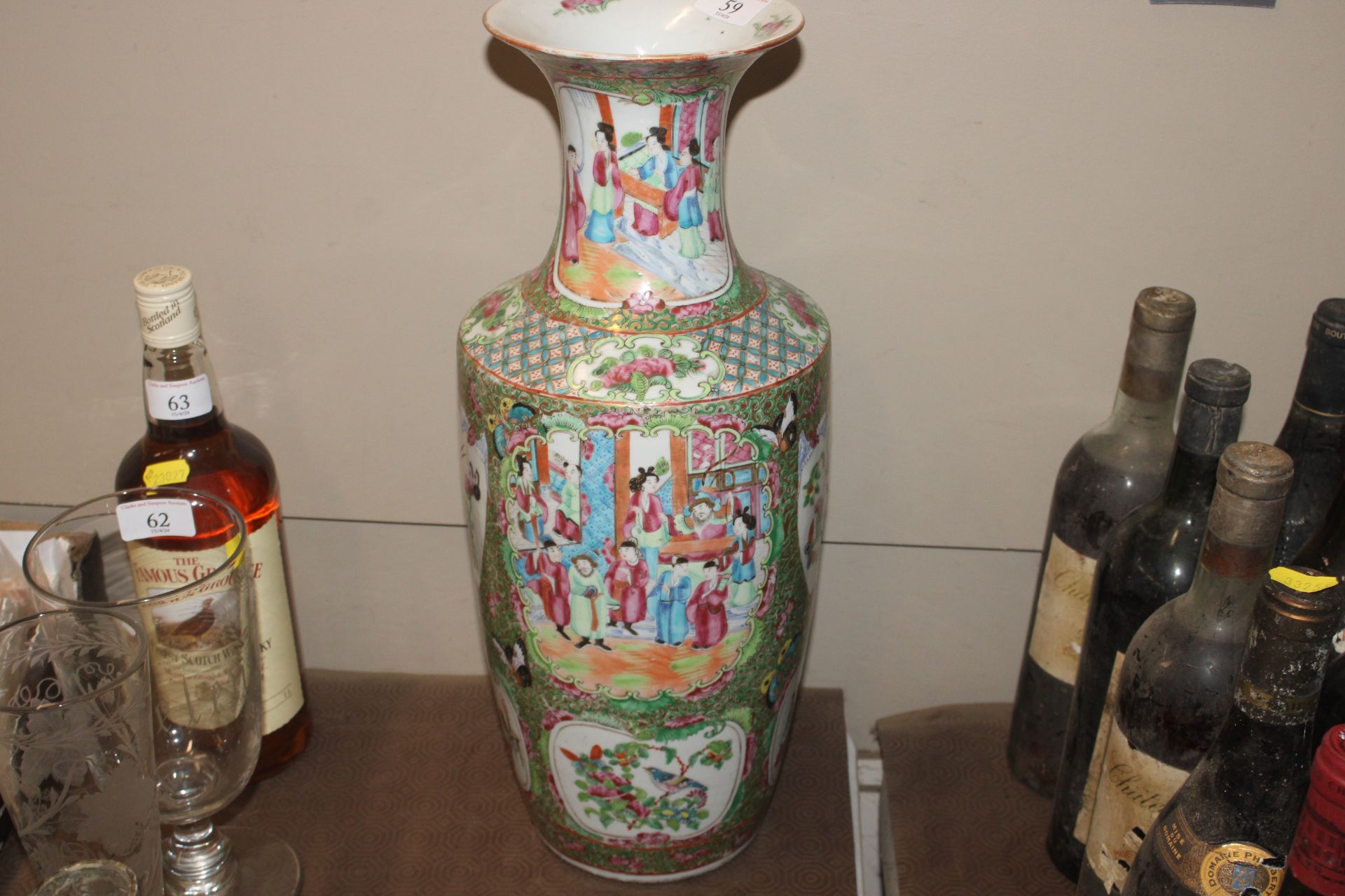 A 19th Century Canton baluster vase decorated in the traditional palette with figures birds and - Image 5 of 17