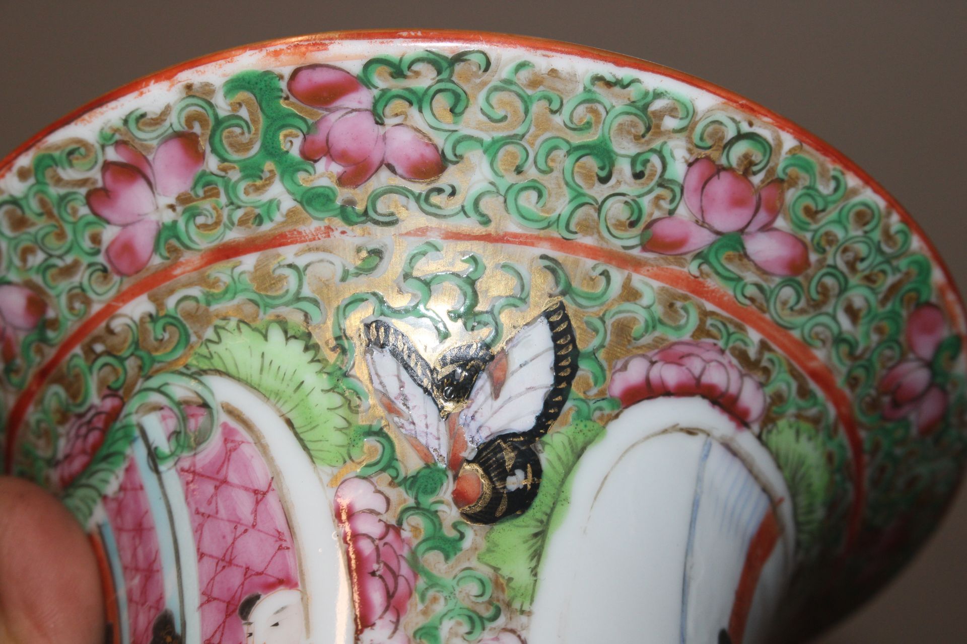 A 19th Century Canton baluster vase decorated in the traditional palette with figures birds and - Image 10 of 17