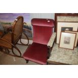 A late Victorian red Dralon upholstered Prie-dieu