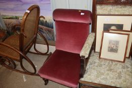 A late Victorian red Dralon upholstered Prie-dieu