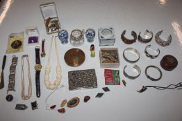 A box of various costume jewellery including white