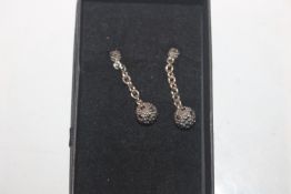 A pair of 925 silver and marcasite ear-rings