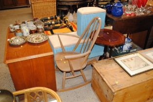 A pedestal mahogany side table and a elm seated ro