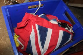 A quantity of Union Jack and other flags