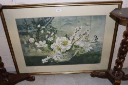 A large framed and glazed Oriental floral print