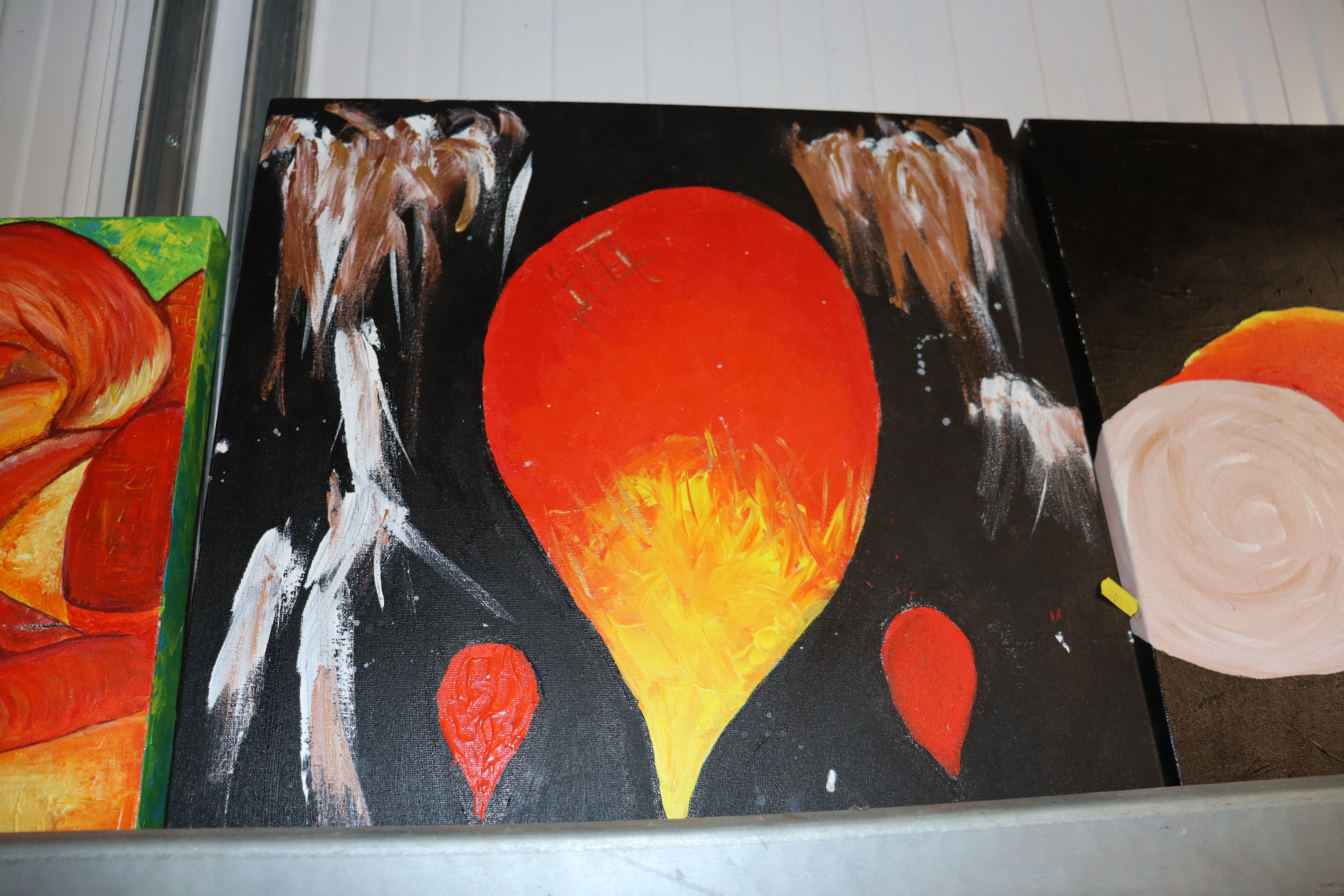 A collection of abstract canvas paintings - Image 2 of 2