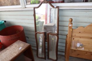 An oak triptych mirror