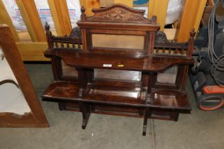 An Edwardian inlaid rosewood wall shelf