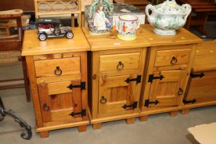 A pair of pine bedside cupboards and a single simi