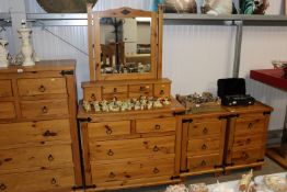 A modern pine dressing chest, swing mirror fitted
