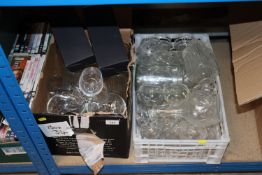 Two boxes of miscellaneous table glassware