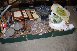 Three boxes of miscellaneous glassware, domestic i