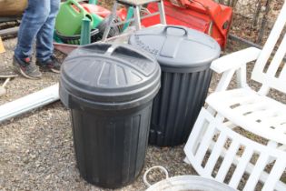 Two plastic bins and lids