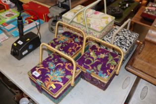 Four various sewing boxes