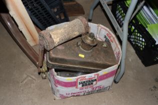 A box containing vintage glass jars, paraffin heat