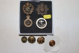 A small collection of military badges and buttons