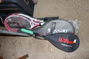 A quantity of tennis and other racquets