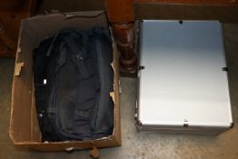 An aluminium sectioned tool case and a box of vari