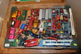 A box of miscellaneous mostly playworn die cast an