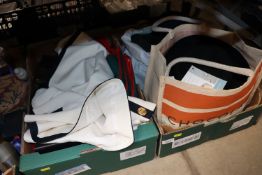 Two boxes of miscellaneous textiles and clothing