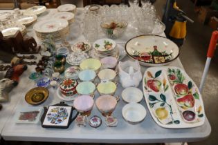 A collection of various bone china teaware, variou