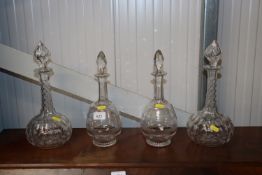A pair of Victorian decanters and another pair wit