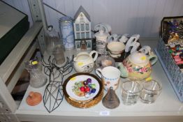 A collection of various decorative pottery and gla
