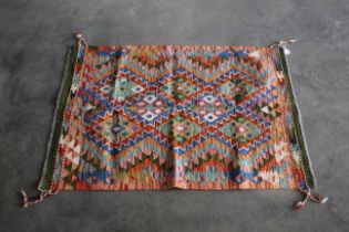 An approx 4'1" x 2'9" Chobi Kilim rug