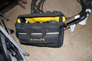 A Stanley tool bag and contents of various tools